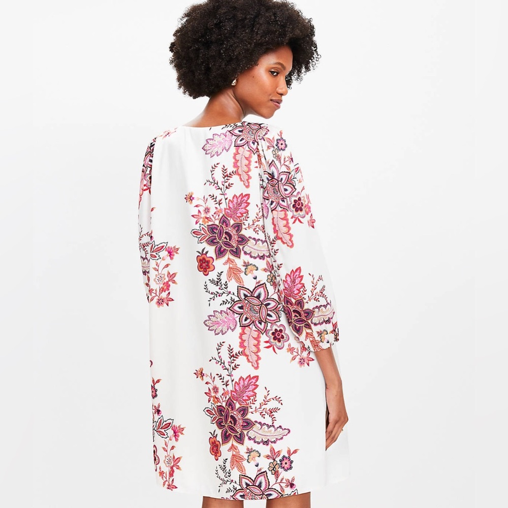 Loft Garden Pleated V-Neck‎ Swing Dress, Small - Picture 2 of 8